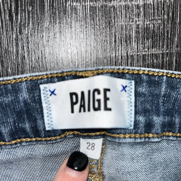 Paige Women’s Jeans Size 28 Blue Skinny Raw Hem Distressed Ankle Crop Denim - Picture 4 of 5